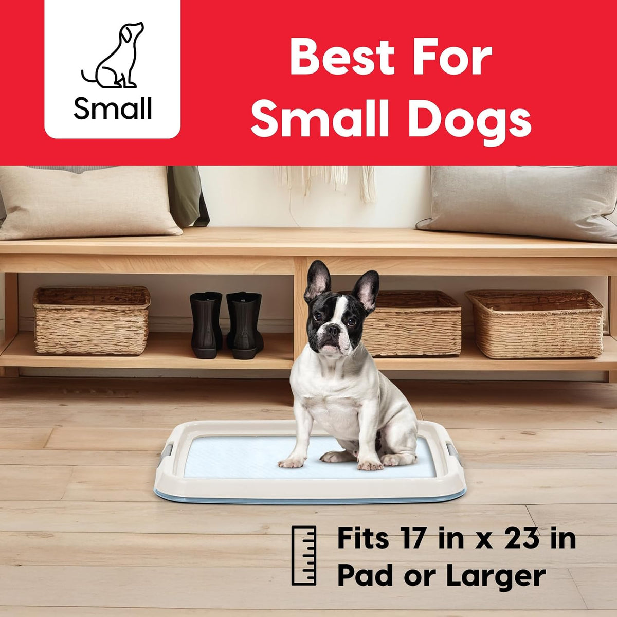 Secure Pee Pad Holder for Regular Sized Dogs, Fits 22"x22" Pad, Gray