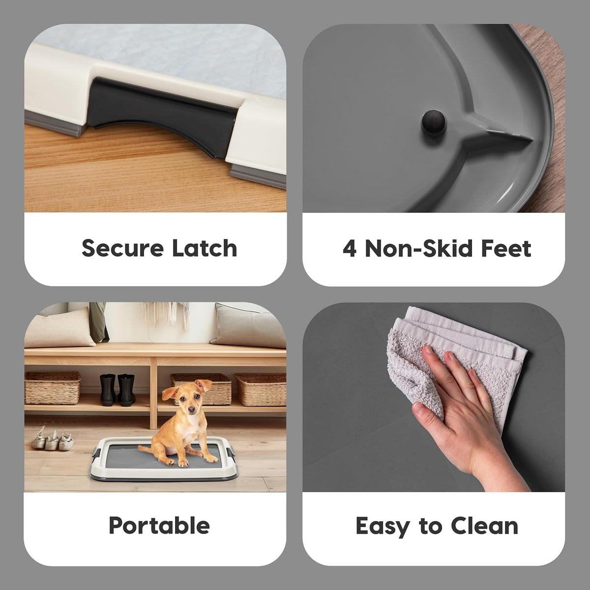 Secure Pee Pad Holder for Regular Sized Dogs, Fits 22"x22" Pad, Gray