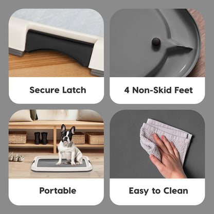 Secure Pee Pad Holder for Regular Sized Dogs, Fits 22"x22" Pad, Gray