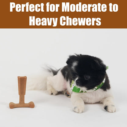 Bam-Bones Plus T Bone – Bamboo Fiber & Nylon Dog Chew Toy for Moderate to Aggressive Chewers, Durable Long Lasting & Non-Splintering, Beef Flavor Toy for Adult Dogs & Puppies Under 60 lbs, 6 in
