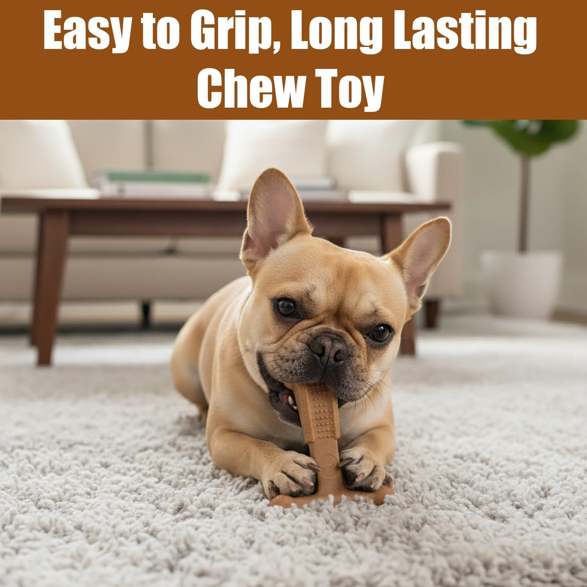Bam-Bones Plus T Bone – Bamboo Fiber & Nylon Dog Chew Toy for Moderate to Aggressive Chewers, Durable Long Lasting & Non-Splintering, Beef Flavor Toy for Adult Dogs & Puppies Under 60 lbs, 6 in