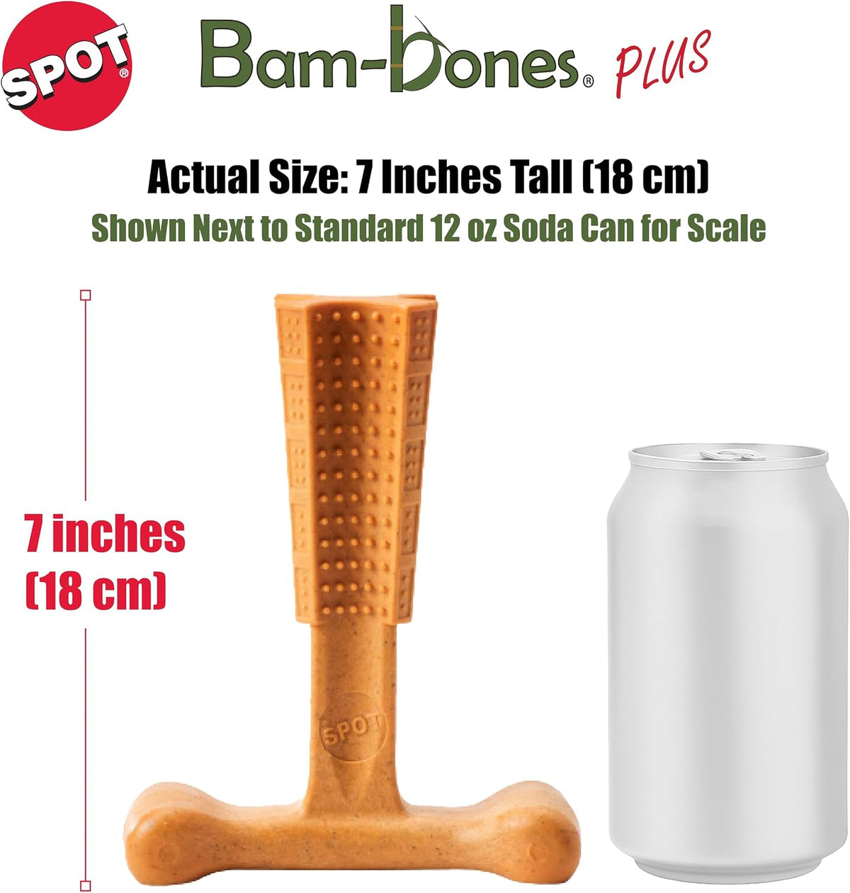Bam-Bones Plus T Bone – Bamboo Fiber & Nylon Dog Chew Toy for Moderate to Aggressive Chewers, Durable Long Lasting & Non-Splintering, Beef Flavor Toy for Adult Dogs & Puppies Under 60 lbs, 6 in