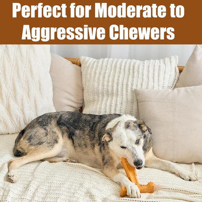 Bam-Bones Plus T Bone – Bamboo Fiber & Nylon Dog Chew Toy for Moderate to Aggressive Chewers, Durable Long Lasting & Non-Splintering, Beef Flavor Toy for Adult Dogs & Puppies Under 60 lbs, 6 in