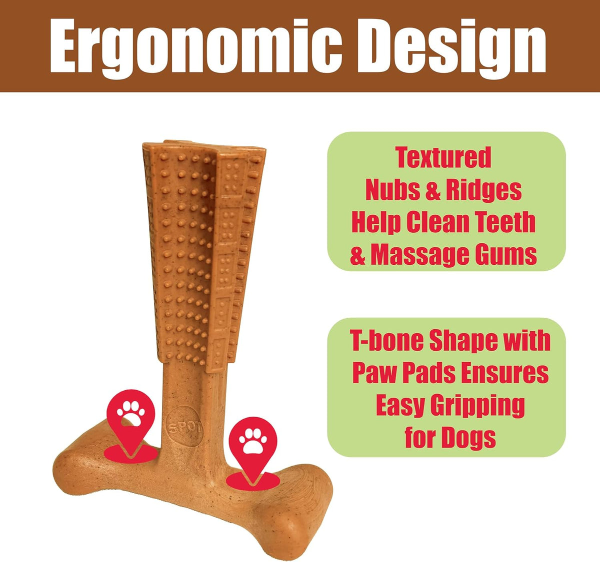 Bam-Bones Plus T Bone – Bamboo Fiber & Nylon Dog Chew Toy for Moderate to Aggressive Chewers, Durable Long Lasting & Non-Splintering, Beef Flavor Toy for Adult Dogs & Puppies Under 60 lbs, 6 in