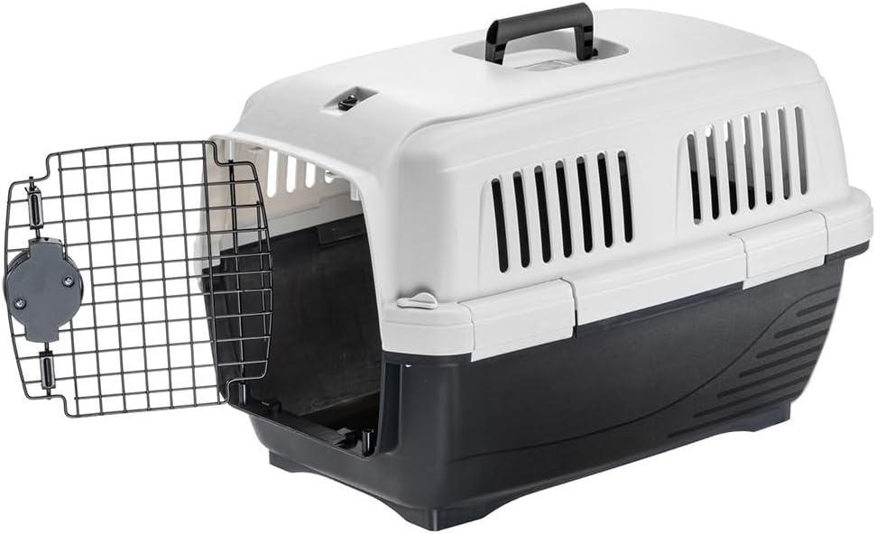 Clipper 2 Cat Carrier, IATA, Small Dog and Cat Carrier Max 8 kg, Rigid Carrier, Travel Animals Car Plane, Train, 57 x 37 x H 36 cm, Steel Door, Secure Closure