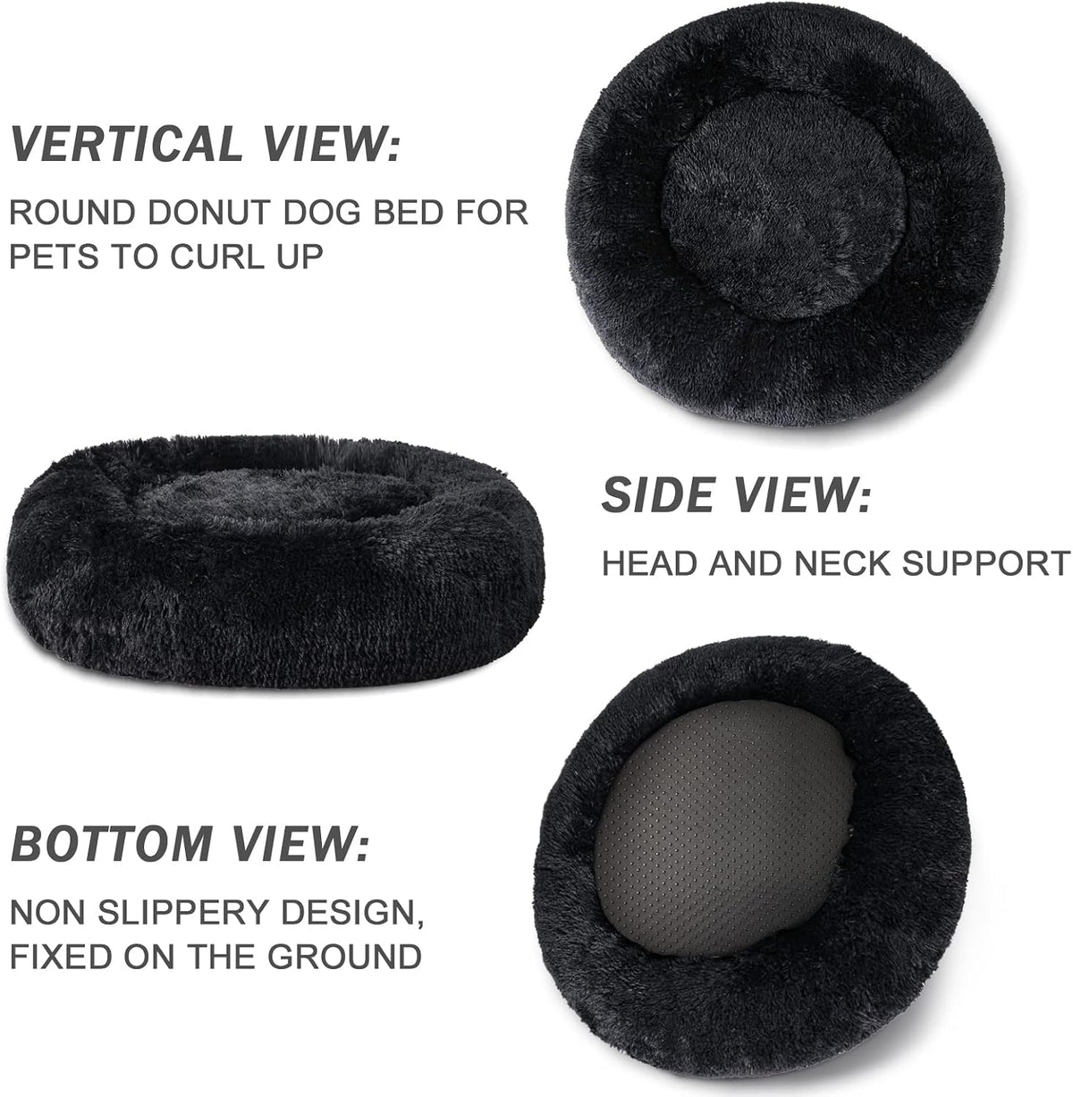 Calming Dog Bed for Small Dogs, Fluffy Soft Cozy Cat Bed, Faux Fur Anti-Anxiety Plush Washable Pet Donut Cuddler for All Seasons 20IN, Mixed Rainbow