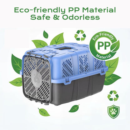 Airline Approved Cat Carrier, Hard Shell Carrier Cat, Top Loading Cat Carrier with Top & Front Dual Door, 360° Ventilation Security Lock for Small Cats and Dogs Grey (Blue)