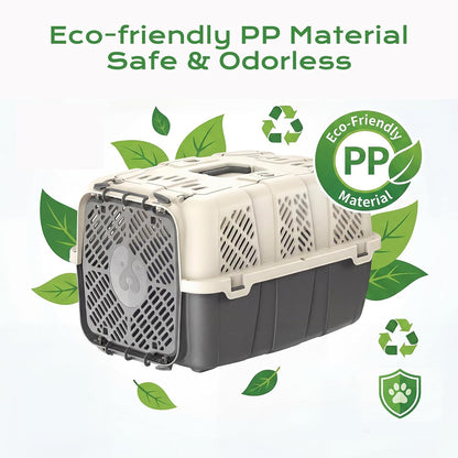 Airline Approved Cat Carrier, Hard Shell Carrier Cat, Top Loading Cat Carrier with Top & Front Dual Door, 360° Ventilation Security Lock for Small Cats and Dogs Grey (Blue)