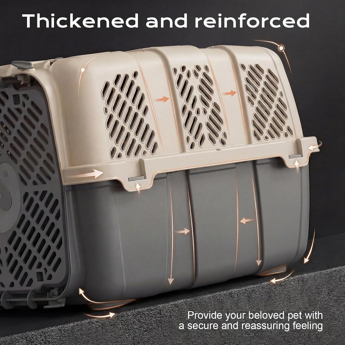 Airline Approved Cat Carrier, Hard Shell Carrier Cat, Top Loading Cat Carrier with Top & Front Dual Door, 360° Ventilation Security Lock for Small Cats and Dogs Grey (Blue)