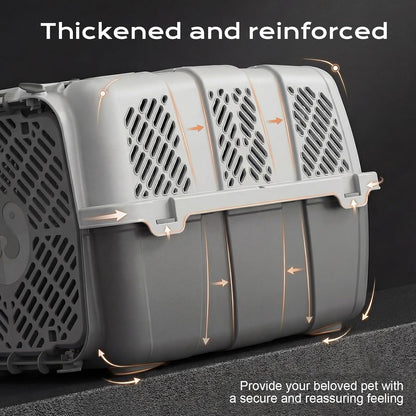Airline Approved Cat Carrier, Hard Shell Carrier Cat, Top Loading Cat Carrier with Top & Front Dual Door, 360° Ventilation Security Lock for Small Cats and Dogs Grey (Blue)