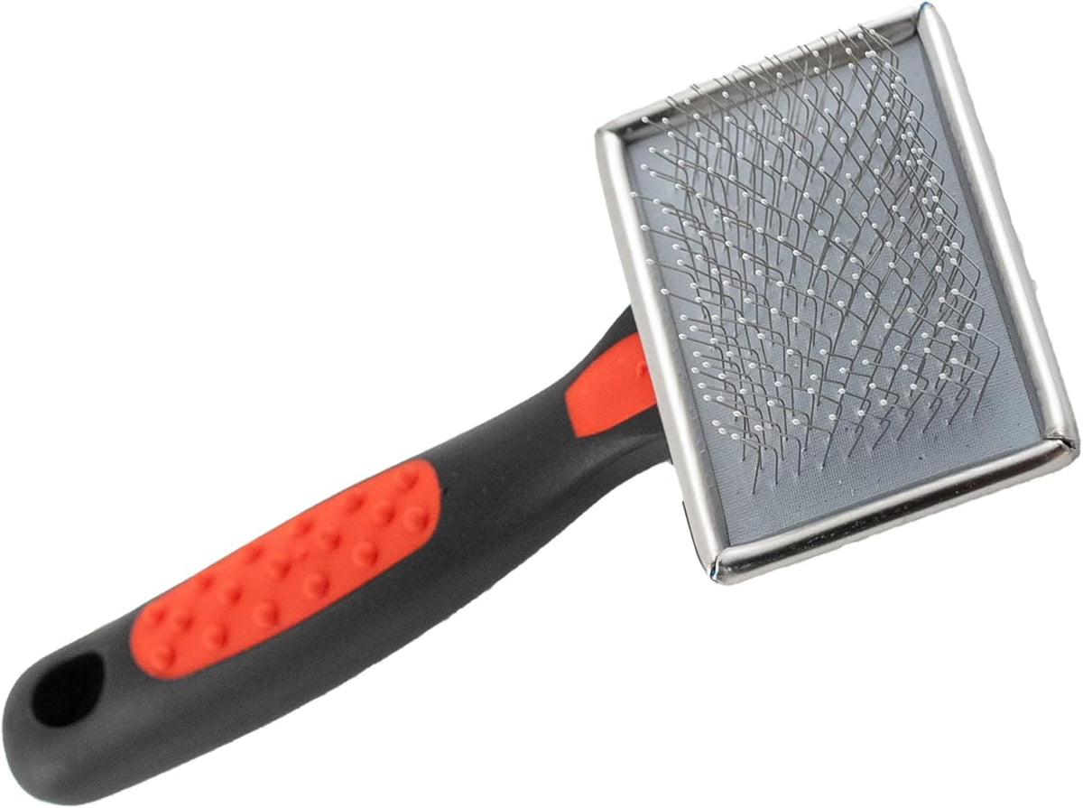 Paw Brothers Soft Flat Slicker Brush for Dogs, Grooming Brush Small and Medium Dogs, Coated Tips, Gentle on Skin, Maximum Coverage, Medium