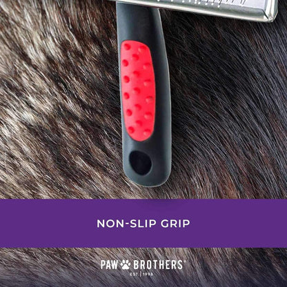 Paw Brothers Soft Flat Slicker Brush for Dogs, Grooming Brush Small and Medium Dogs, Coated Tips, Gentle on Skin, Maximum Coverage, Medium