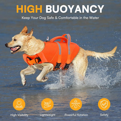 High-Visible Large Dog Life Jackets for Swimming Boating & Beach
