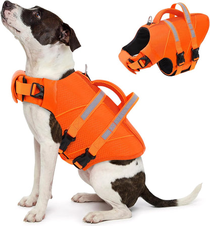 High-Visible Large Dog Life Jackets for Swimming Boating & Beach