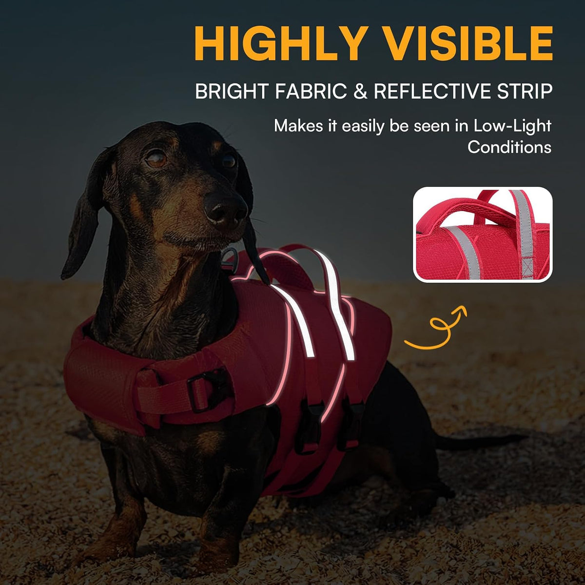 High-Visible Large Dog Life Jackets for Swimming Boating & Beach