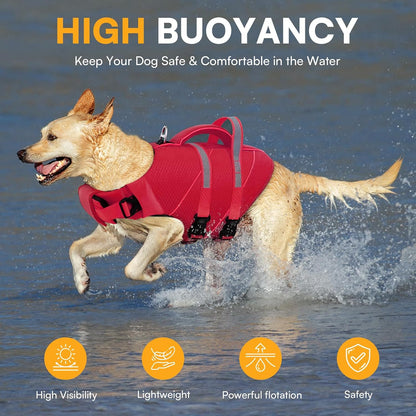 High-Visible Large Dog Life Jackets for Swimming Boating & Beach