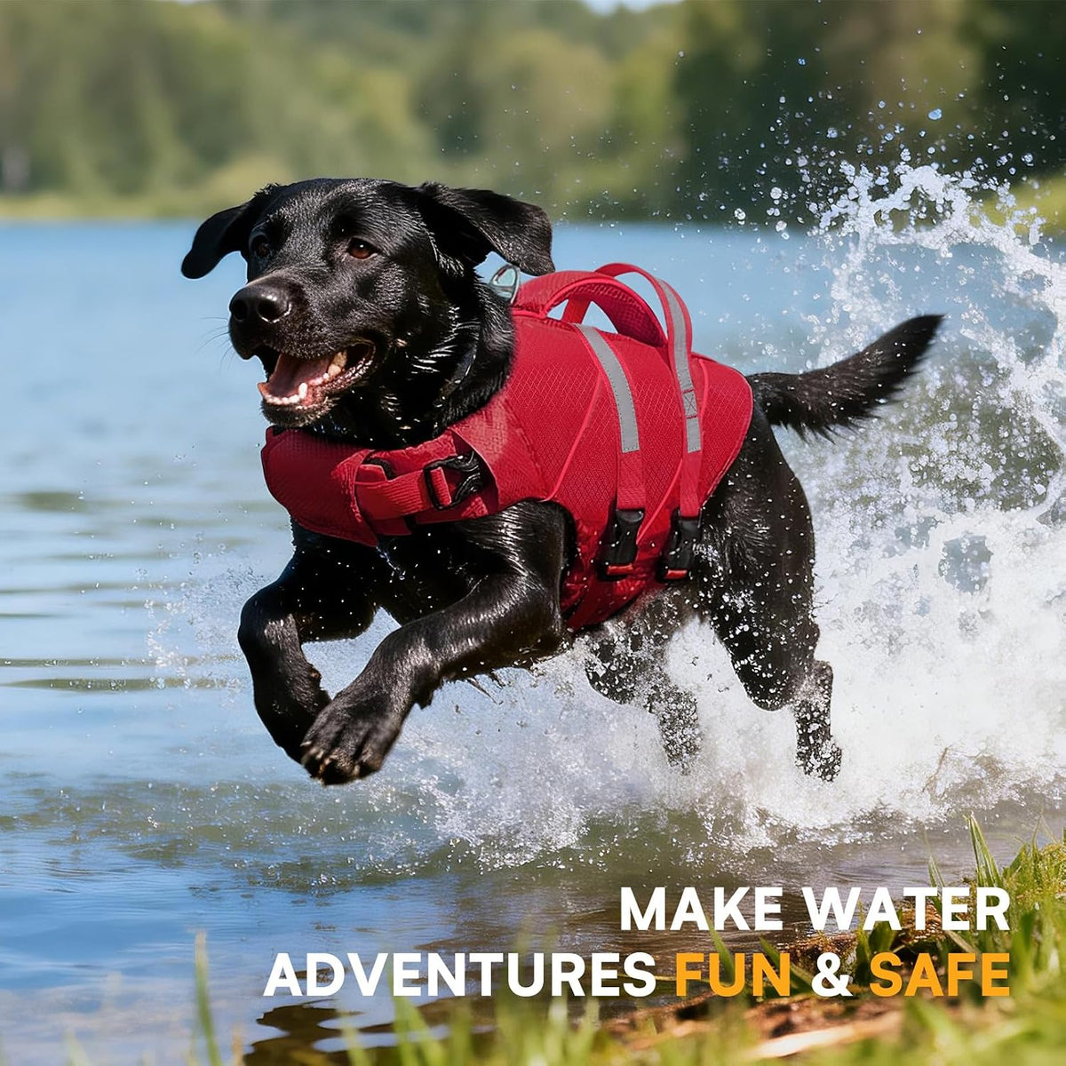 High-Visible Large Dog Life Jackets for Swimming Boating & Beach