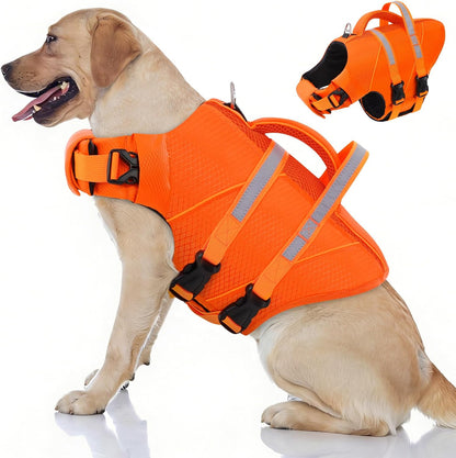 High-Visible Large Dog Life Jackets for Swimming Boating & Beach