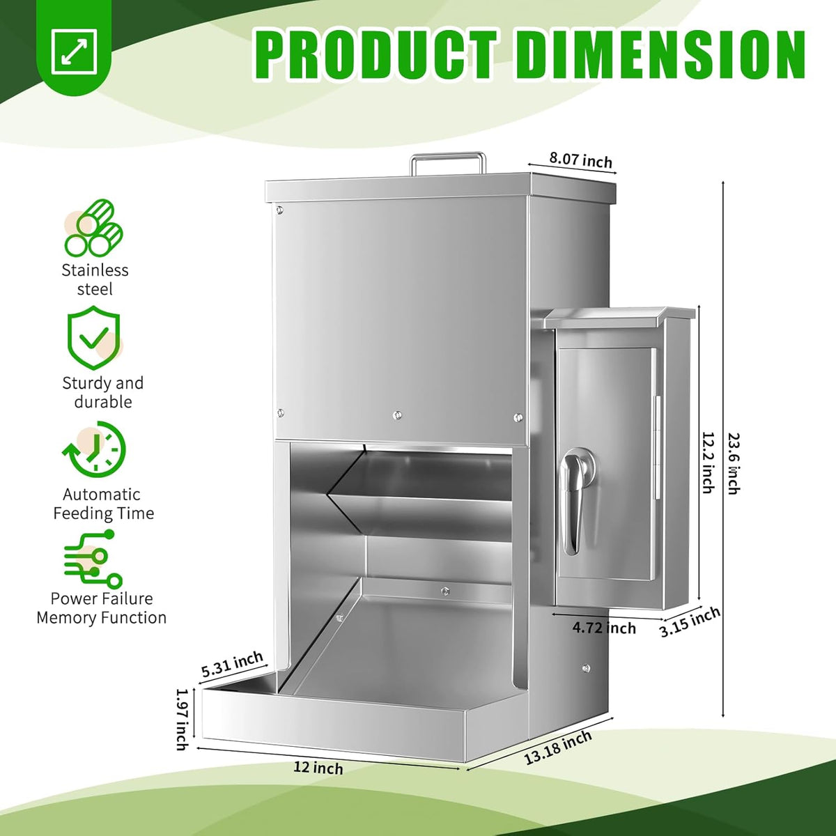 16L Large Automatic Dog Feeder with Timer, Stainless Steel Pet Food Dispenser W/Programmable Feeding Schedule for Large Breed Dogs or Cats