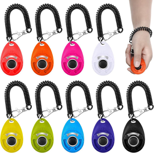 9 Pieces Dog Training Clicker with Wrist Strap Pet Behavioral Training Clicker for Dogs Cats Birds Horses(Water Drop Style,Multicolor)