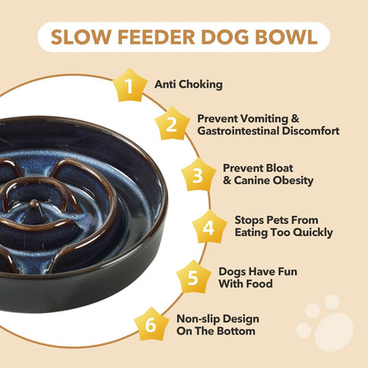 Raised Slow Feeder Dog Bowls, Elevated Dog Bowls Slow Feeder Set