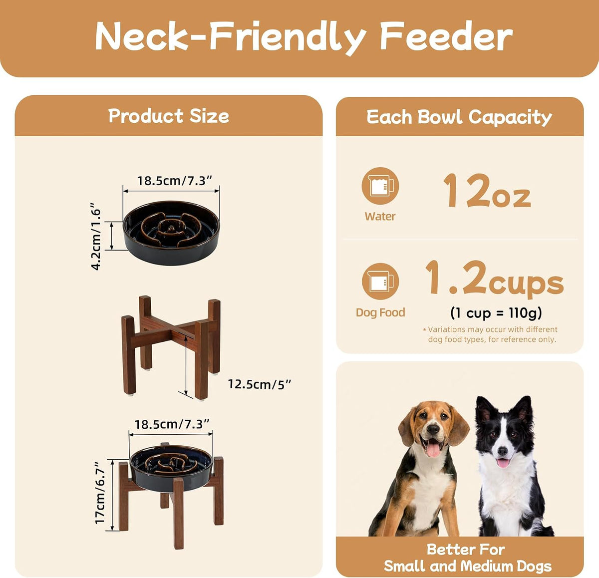 Raised Slow Feeder Dog Bowls, Elevated Dog Bowls Slow Feeder Set
