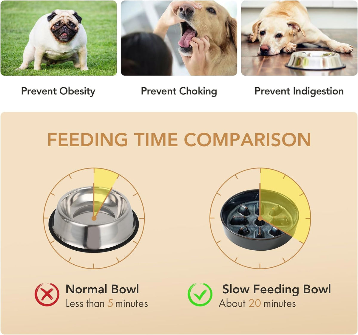 Raised Slow Feeder Dog Bowls, Elevated Dog Bowls Slow Feeder Set