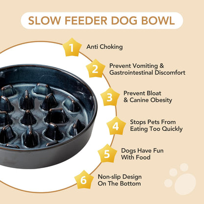Raised Slow Feeder Dog Bowls, Elevated Dog Bowls Slow Feeder Set