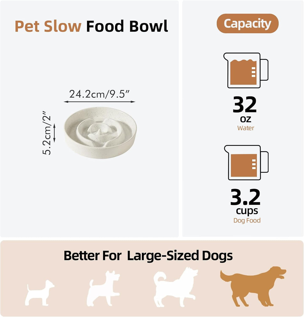 Raised Slow Feeder Dog Bowls, Elevated Dog Bowls Slow Feeder Set