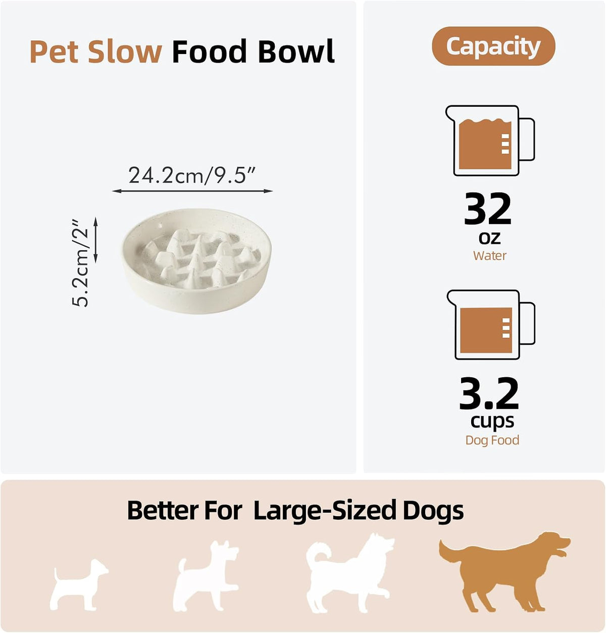 Raised Slow Feeder Dog Bowls, Elevated Dog Bowls Slow Feeder Set