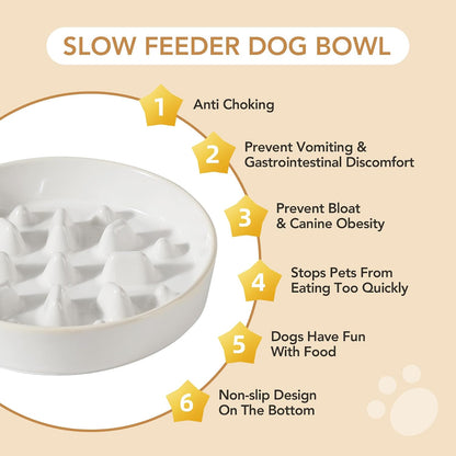 Raised Slow Feeder Dog Bowls, Elevated Dog Bowls Slow Feeder Set