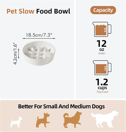 Raised Slow Feeder Dog Bowls, Elevated Dog Bowls Slow Feeder Set