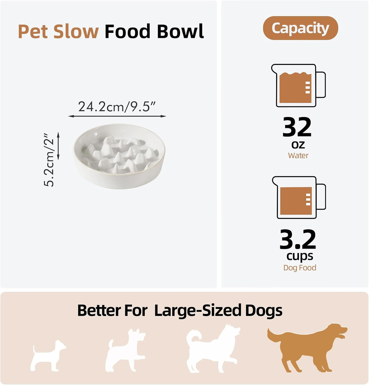 Raised Slow Feeder Dog Bowls, Elevated Dog Bowls Slow Feeder Set