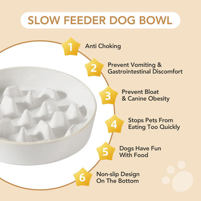 Raised Slow Feeder Dog Bowls, Elevated Dog Bowls Slow Feeder Set