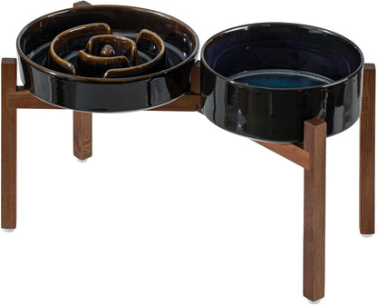 Raised Slow Feeder Dog Bowls, Elevated Dog Bowls Slow Feeder Set