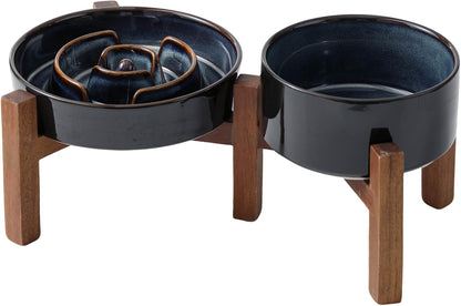 Raised Slow Feeder Dog Bowls, Elevated Dog Bowls Slow Feeder Set
