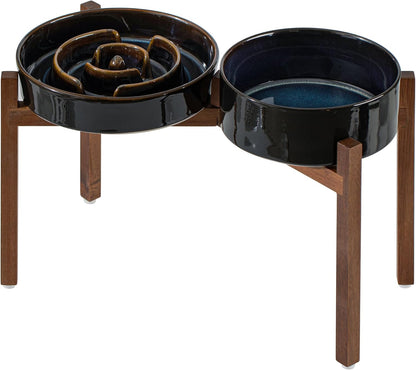 Raised Slow Feeder Dog Bowls, Elevated Dog Bowls Slow Feeder Set