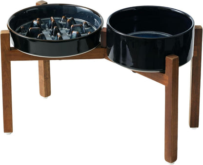 Raised Slow Feeder Dog Bowls, Elevated Dog Bowls Slow Feeder Set