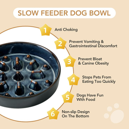 Raised Slow Feeder Dog Bowls, Elevated Dog Bowls Slow Feeder Set