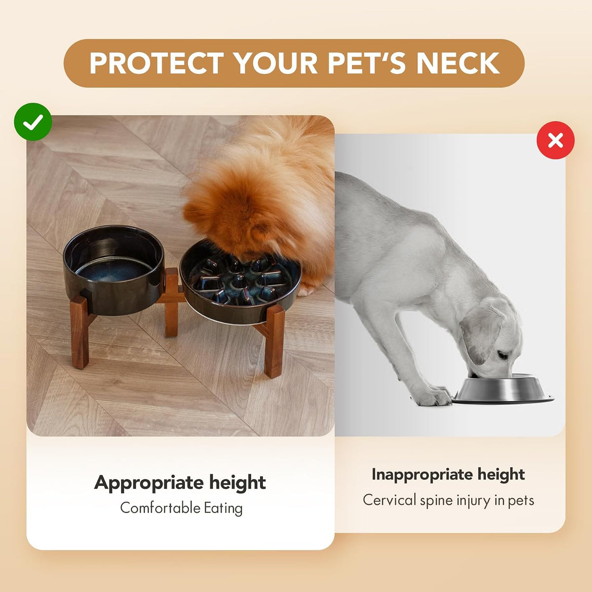 Raised Slow Feeder Dog Bowls, Elevated Dog Bowls Slow Feeder Set