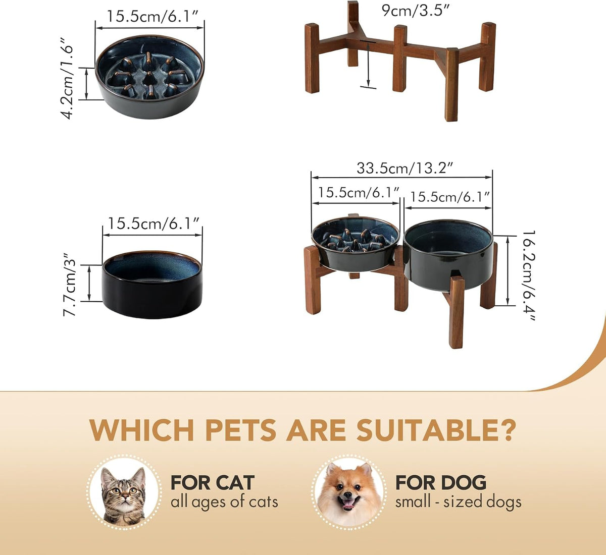 Raised Slow Feeder Dog Bowls, Elevated Dog Bowls Slow Feeder Set