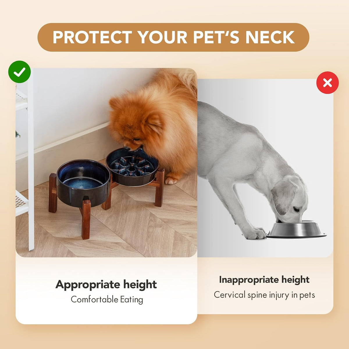 Raised Slow Feeder Dog Bowls, Elevated Dog Bowls Slow Feeder Set