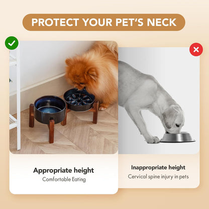 Raised Slow Feeder Dog Bowls, Elevated Dog Bowls Slow Feeder Set