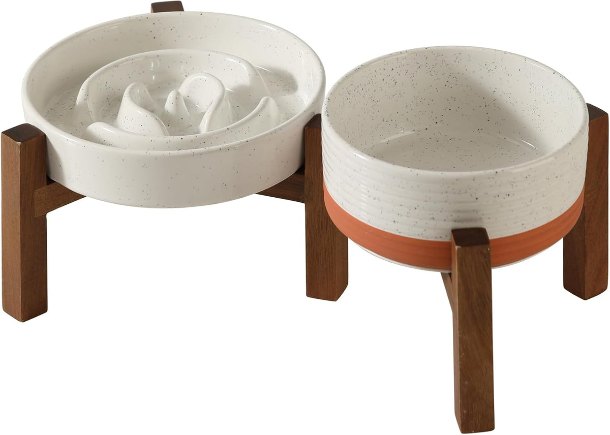 Raised Slow Feeder Dog Bowls, Elevated Dog Bowls Slow Feeder Set