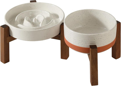 Raised Slow Feeder Dog Bowls, Elevated Dog Bowls Slow Feeder Set