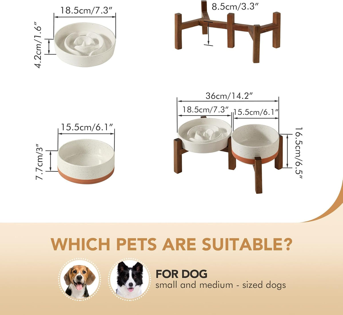 Raised Slow Feeder Dog Bowls, Elevated Dog Bowls Slow Feeder Set