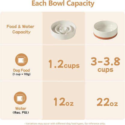 Raised Slow Feeder Dog Bowls, Elevated Dog Bowls Slow Feeder Set