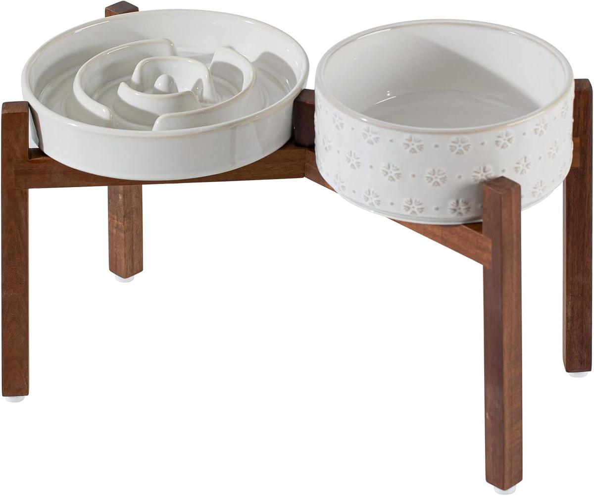 Raised Slow Feeder Dog Bowls, Elevated Dog Bowls Slow Feeder Set