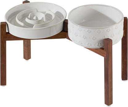 Raised Slow Feeder Dog Bowls, Elevated Dog Bowls Slow Feeder Set