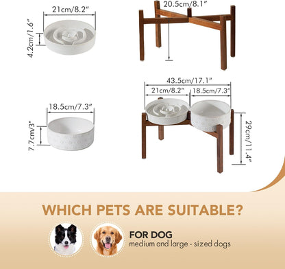 Raised Slow Feeder Dog Bowls, Elevated Dog Bowls Slow Feeder Set